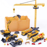 Construction Site Vehicles Toy Set, Kids Engineering Playset, Tractor, Digger, Crane, Dump Trucks, Excavator, Cement, Steamroller for 3, 4, 5 Year Old