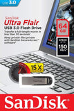 SanDisk Ultra Flair 128GB USB 3.0 Flash Drive - SDCZ73-128G-G46