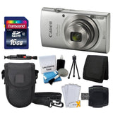 Canon PowerShot ELPH 180 Digital Camera (Silver) + Transcend 16GB Memory Card + Point & Shoot Camera Case + USB Card Reader + LCD Screen Protectors