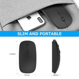 Bluetooth Wireless Mouse, Dual Mode Slim Rechargeable Wireless Mouse Silent Cordless Mouse with Bluetooth 4.0 and 2.4G Wireless, (Black)