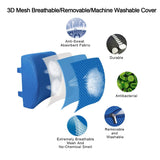 LoveHome Memory Foam Lumbar Support Back Cushion with 3D Mesh Cover Balanced Firmness Designed for Lower Back Pain Relief- Ideal Back Pillow (Azure)