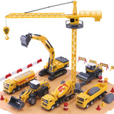Construction Site Vehicles Toy Set, Kids Engineering Playset, Tractor, Digger, Crane, Dump Trucks, Excavator, Cement, Steamroller for 3, 4, 5 Year Old