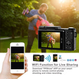 Digital Camera Vlogging Camera 24MP Ultra HD 2.7K WiFi YouTube Camera with 3.0 inch LCD Retractrable Flashlight 180 Degree Rotation Screen (Black)