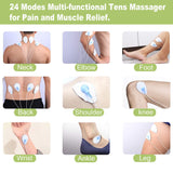 Dual Channel TENS EMS Unit 24 Modes Muscle Stimulator for Pain Relief Therapy, Electronic Pulse Massager Muscle Massager with 10 Pads