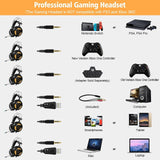 ALWUP Stereo Gaming Headset for PS4, Xbox One Headset, Lightweight Noise Cancelling Over Ear PC Gaming Headphones with Anti-Noise Mic, 50mm Drivers