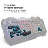 Havit Keyboard Rainbow Backlit Wired Gaming Keyboard Mouse Combo, LED 104 Keys USB Ergonomic Wrist Rest Keyboard, 3200DPI 6 Button Mouse  (Black)