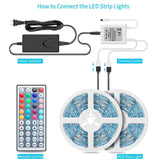 Minger LED Strip Lights Kit, Waterproof 32.8ft 5050 RGB 300led Strips Lighting Flexible Color Changing