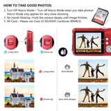HD Mini Digital Cameras,Point and Shoot Digital Cameras for Kids Teenagers Beginners-Travel,Camping,Outdoors,School (Red 1)