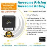 GPS Tracker Vyncs No Monthly Fee OBD, Real Time 3G Car GPS Tracking Trips Free 1 Year Data Plan Teen Unsafe Driving Alert Engine   (Black, 2.56)