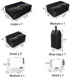 YAMIU Packing Cubes 7-Pcs Travel Organizer Accessories with Shoe Bag & 2 Toiletry Bags(Black)