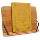 Bamboo Book Stand,wihacc Adjustable Book Holder Tray and Page Paper Clips