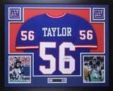 Lawrence Taylor Autographed Blue New York Giants Jersey - Beautifully Matted and Framed