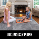 GRIP Original Faux-Chinchilla Area Rug, 2x3 Feet, Chevron: Light Gray and White