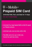 T-Mobile Prepaid SIM Card Unlimited Talk, Text, and Data for 14 days (For use in United States)