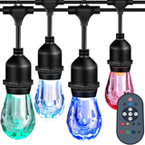 Outdoor String Lights Color Changing, 48ft Premium Impact Resistant Lifetime 15 Bulbs