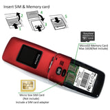 Easyfone Prime A1 3G Unlocked Senior Flip Cell Phone, Big Button Hearing Aids Compatible Easy-to-Use Basic Cell Phone with Charging Dock(Red)