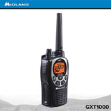 Midland - GXT1000VP4, 50 Channel GMRS Two-Way Radio - Up to 36 Mile Range Walkie Talkie, 142 Privacy Codes, Waterproof (Black/Silver)