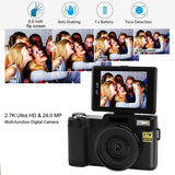 Digital Camera Vlogging Camera 24MP Ultra HD 2.7K WiFi YouTube Camera 3.0 Inch 180 Degree Rotation Flip Screen Camera Retractrable Flashlight (A4)