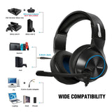 Gaming Headset for Xbox One, PS4, PC, Controller, ARKARTECH Noise Cancelling Over Ear Headphones with Mic, Bass Surround Soft Memory Earmuffs