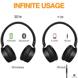 LINPAWORLD M1 Wireless Headphones with Graphene Driver Hi-Fi Stereo and Long Battery,Over Ear Noise Cancelling Bluetooth Headset (Black Red)