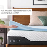 LUCID 2-Inch Gel Infused Memory Foam Mattress Topper - Twin