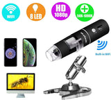 Wireless Digital Microscope, Skybasic 50X to 1000X WiFi Handheld Zoom Magnification Endoscope Camera Magnifier 1080P FHD 2.0 MP 8 LED