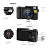 Digital Camera Vlogging Camera 24MP Ultra HD 2.7K WiFi YouTube Camera with 3.0 inch LCD Retractrable Flashlight 180 Degree Rotation Screen (Black)