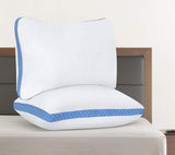 Utopia Bedding Gusseted Quilted Pillow (2-Pack) Premium Quality Bed Pillows - Side Back Sleepers - Blue Gusset - Queen - 18 x 26 Inches