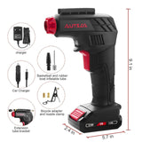 AUTSCA Air Compressor Electric Inflator Portable Air Compressor Low Noise Rechargeable Battery Handheld Emergency 12V 130PSI