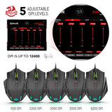 Redragon M908 Impact RGB LED MMO Mouse with Side Buttons Laser Wired Gaming Mouse with 12,400DPI, High Precision, 19 Programmable Mouse Buttons