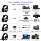Gaming Headset for PS4, Xbox One, PC Headphones with Microphone LED Light Mic for Nintendo Switch Playstation Computer, K5 pro (Black&Blue)
