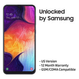 Samsung Galaxy A50 US Version Unlocked Smartphone with 64GB Memory, 6.4" Screen, 12 Month Samsung US Warranty, Black with Fit Black (Bluetooth)