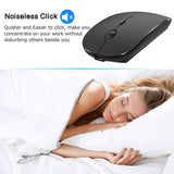 Bluetooth Wireless Mouse, Dual Mode Slim Rechargeable Wireless Mouse Silent Cordless Mouse with Bluetooth 4.0 and 2.4G Wireless, (Black)