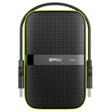 Silicon Power 2TB Rugged Portable External Hard Drive Armor A60, Shockproof USB 3.0 for PC, Mac, Xbox and PS4, Black Green