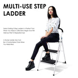 Delxo 3 Step Ladder Folding Step Stool 3 Step ladders with Handgrip Anti-Slip and Wide Pedal Sturdy Steel Ladder 330lbs (3 feet) (3 Step Ladder)