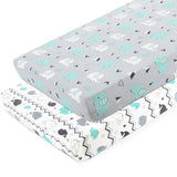 Pack n Play Stretchy Fitted Pack n Play Playard Sheet Set-Brolex 2 Pack Portable Mini Crib Sheets,Convertible Playard Mattress ，Elephant & Whale