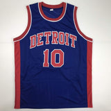 Autographed/Signed Dennis Rodman Detroit Blue Basketball Jersey JSA COA