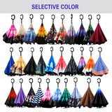 Spar. Saa Double Layer Inverted Umbrella with C-Shaped Handle, Anti-UV Waterproof Windproof Straight Umbrella for Car Rain Outdoor Use