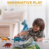 Dinosaur Toys for Boys and Girls 3 Years Old & Up – Realistic Looking 7” Dinosaurs, Pack of 12 Animal Dinosaur Figures with Dinosaur Sound Book