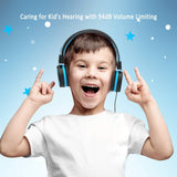 iClever Kids Headphones-Wired Headphones for Kids, Adjustable Headband, Stereo Sound, Foldable,Untangled Wires,3.5mm Aux Jack, 94dB Vol Limited, Blue