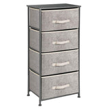mDesign Vertical Dresser Storage Tower - Sturdy Steel Frame, Wood Top, Easy Pull Fabric Bins