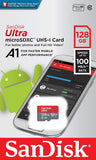 SanDisk 128GB Ultra microSDXC UHS-I Memory Card with Adapter - C10, U1, Full HD, A1, Micro SD Card