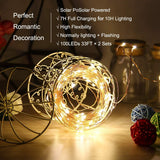 Solar String Lights Outdoor, 33Ft 100LEDs Waterproof Decorative Copper Wire String Lights