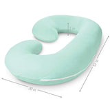 PharMeDoc Pregnancy Pillow with Jersey Cover, C Shaped Full Body Pillow - Mint Green