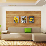 Black and White Sunflower Wall Art - Simple Life Flower Framed Artwork Wall Decor 12''x16'' 3 Pieces