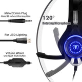 Beexcellent Gaming Headset for PS4 Xbox One PC Mac Controller Gaming Headphone with Crystal Stereo Bass Surround Sound, LED Light & Noise-Isolation