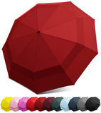 EEZ-Y Compact Travel Umbrella with Windproof Double Canopy Construction - Auto Open and Close Button
