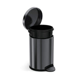 simplehuman 4.5 Liter / 1.2 Gallon Compact Stainless Steel Round Bathroom Trash Can, Black Stainless Steel