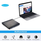 Rioddas External CD Drive, USB 3.0 Portable CD/DVD +/-RW Drive Slim DVD/CD ROM Rewriter Burner Compatible with Laptop Desktop PC Windows