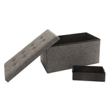 Foldable Tufted Storage Bench Ottoman Footrest Chest Coffee Table Trunk, 2-Pack, Charcoal Gray